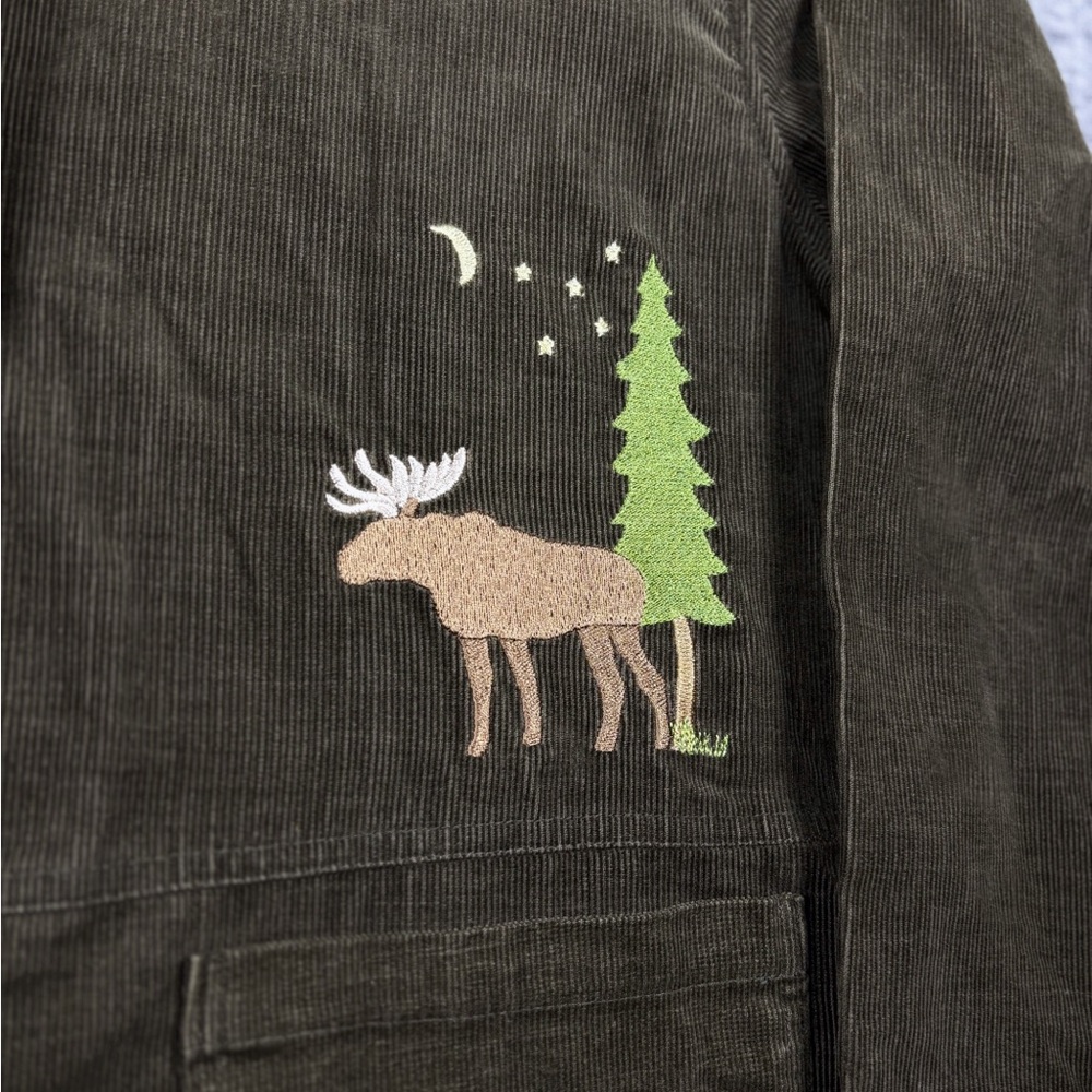 Vintage Corduroy Blazer BonWorth Womens XS Brown Moose Cottage Core Embroidered - Picture 4 of 5
